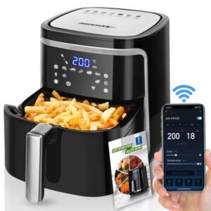 Freidora de Aire sin Aceite XXL 7L,1900W, Inteligente. Conexión Wifi.Pantalla LED táctil, 7 funciones preestablecidas Libre de BPA REGALO: 1,7L Hervidor Eléctrico